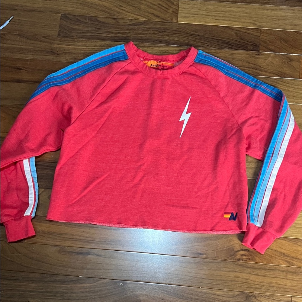 Aviator Nation Red Sweatshirt with Blue Stripes size XL